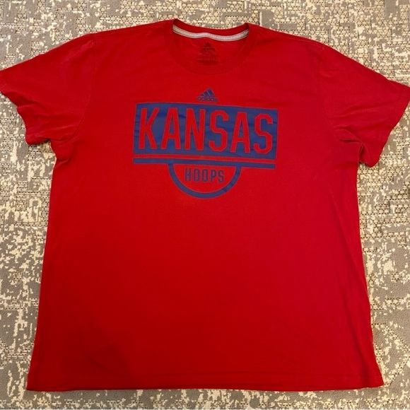 adidas Other - Kansas Jayhawks Adidas‎ Kansas Hoops Short Sleeve T-Shirt Color Red Size XXL